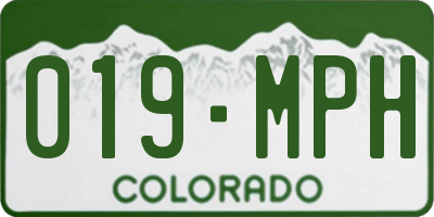 CO license plate 019MPH