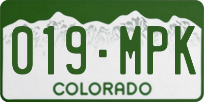 CO license plate 019MPK