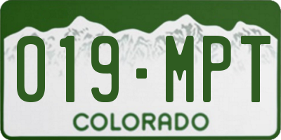 CO license plate 019MPT