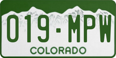 CO license plate 019MPW