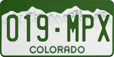 CO license plate 019MPX