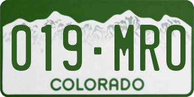 CO license plate 019MRO