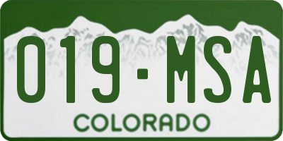 CO license plate 019MSA