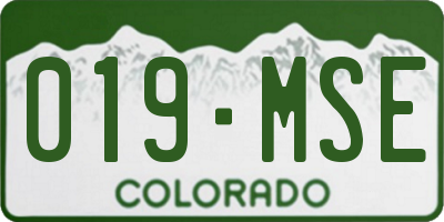 CO license plate 019MSE