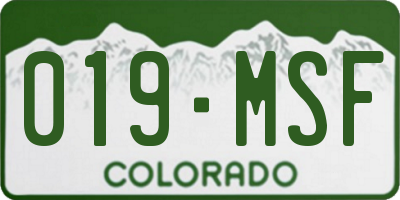 CO license plate 019MSF