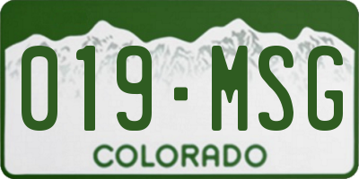 CO license plate 019MSG