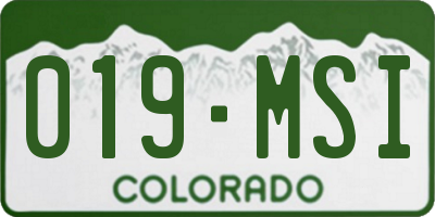 CO license plate 019MSI