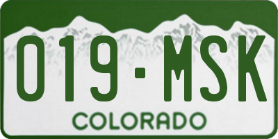 CO license plate 019MSK