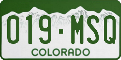 CO license plate 019MSQ