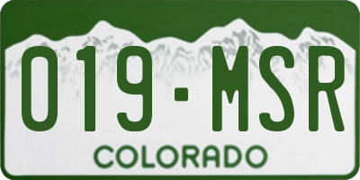 CO license plate 019MSR