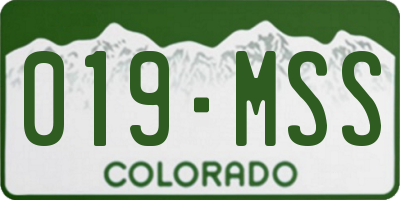 CO license plate 019MSS