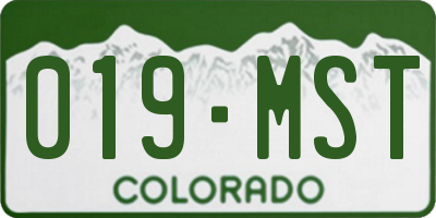 CO license plate 019MST