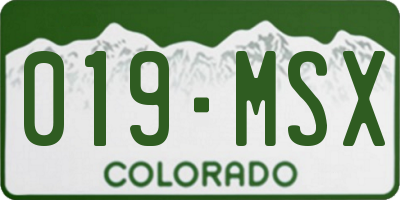 CO license plate 019MSX