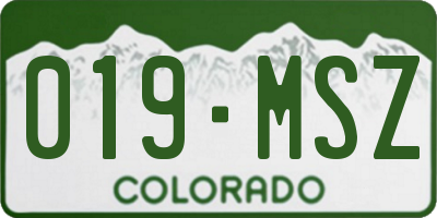 CO license plate 019MSZ