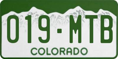 CO license plate 019MTB