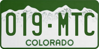 CO license plate 019MTC
