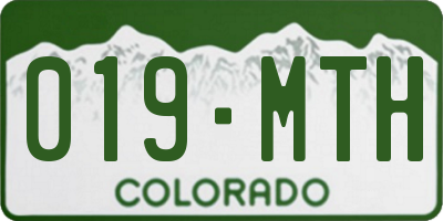 CO license plate 019MTH