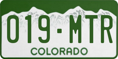CO license plate 019MTR
