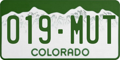 CO license plate 019MUT