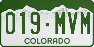 CO license plate 019MVM