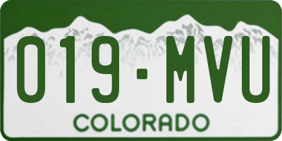 CO license plate 019MVU
