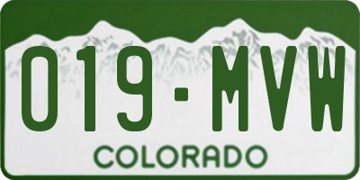 CO license plate 019MVW