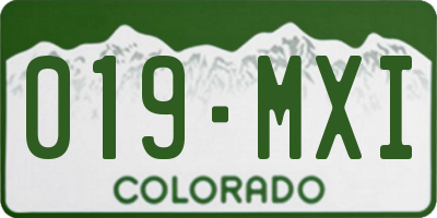 CO license plate 019MXI