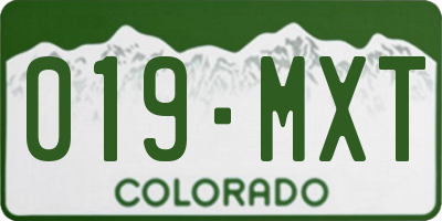 CO license plate 019MXT
