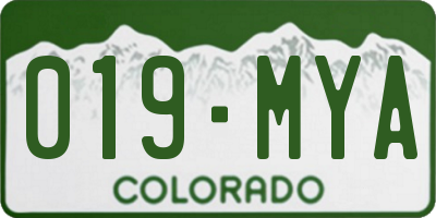 CO license plate 019MYA