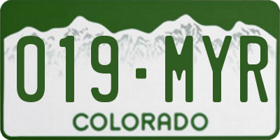 CO license plate 019MYR