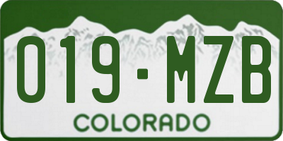 CO license plate 019MZB