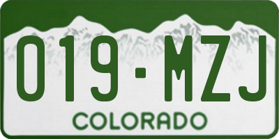 CO license plate 019MZJ