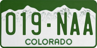 CO license plate 019NAA