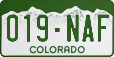 CO license plate 019NAF