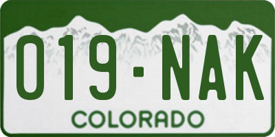 CO license plate 019NAK