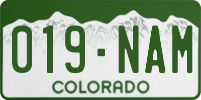 CO license plate 019NAM