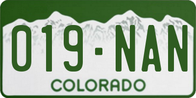 CO license plate 019NAN