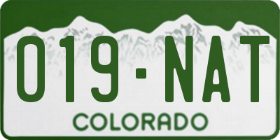 CO license plate 019NAT
