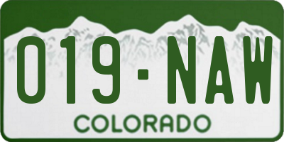 CO license plate 019NAW