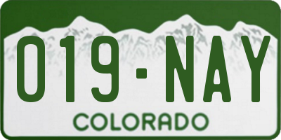 CO license plate 019NAY