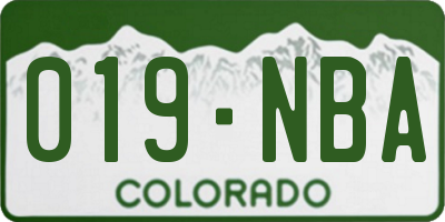 CO license plate 019NBA