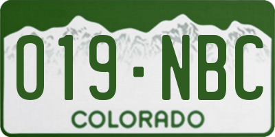 CO license plate 019NBC