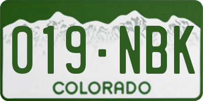 CO license plate 019NBK