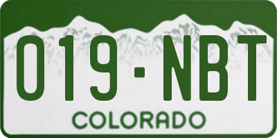 CO license plate 019NBT