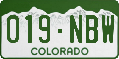 CO license plate 019NBW