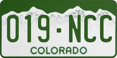 CO license plate 019NCC