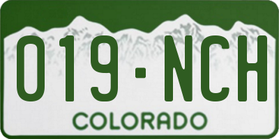 CO license plate 019NCH