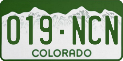 CO license plate 019NCN