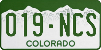 CO license plate 019NCS