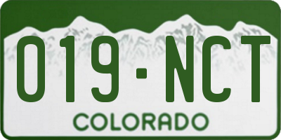 CO license plate 019NCT
